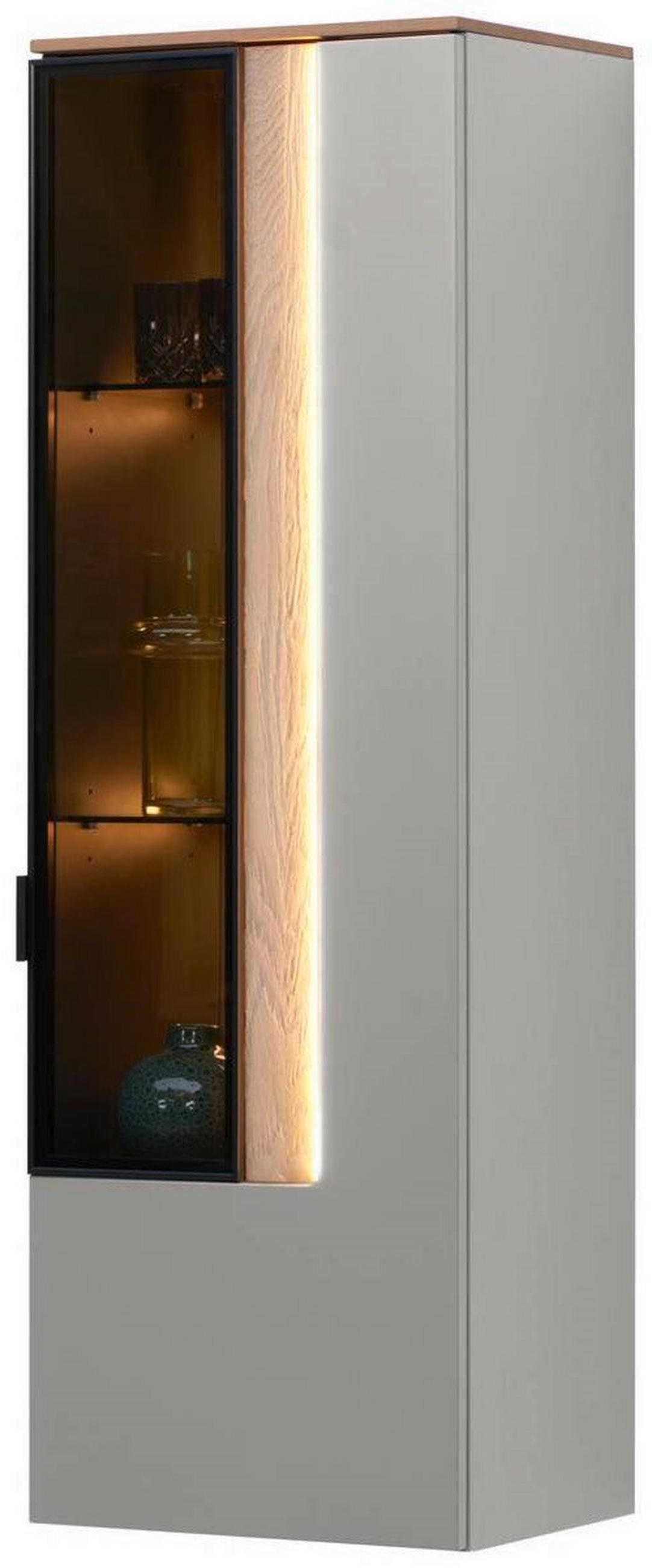 HÄNGEVITRINE CREMONA in furniert Eichefarben, Hellgrau  - Eichefarben/Hellgrau, Design, Glas/Holzwerkstoff (45,6/139,4/36cm) - Dieter Knoll