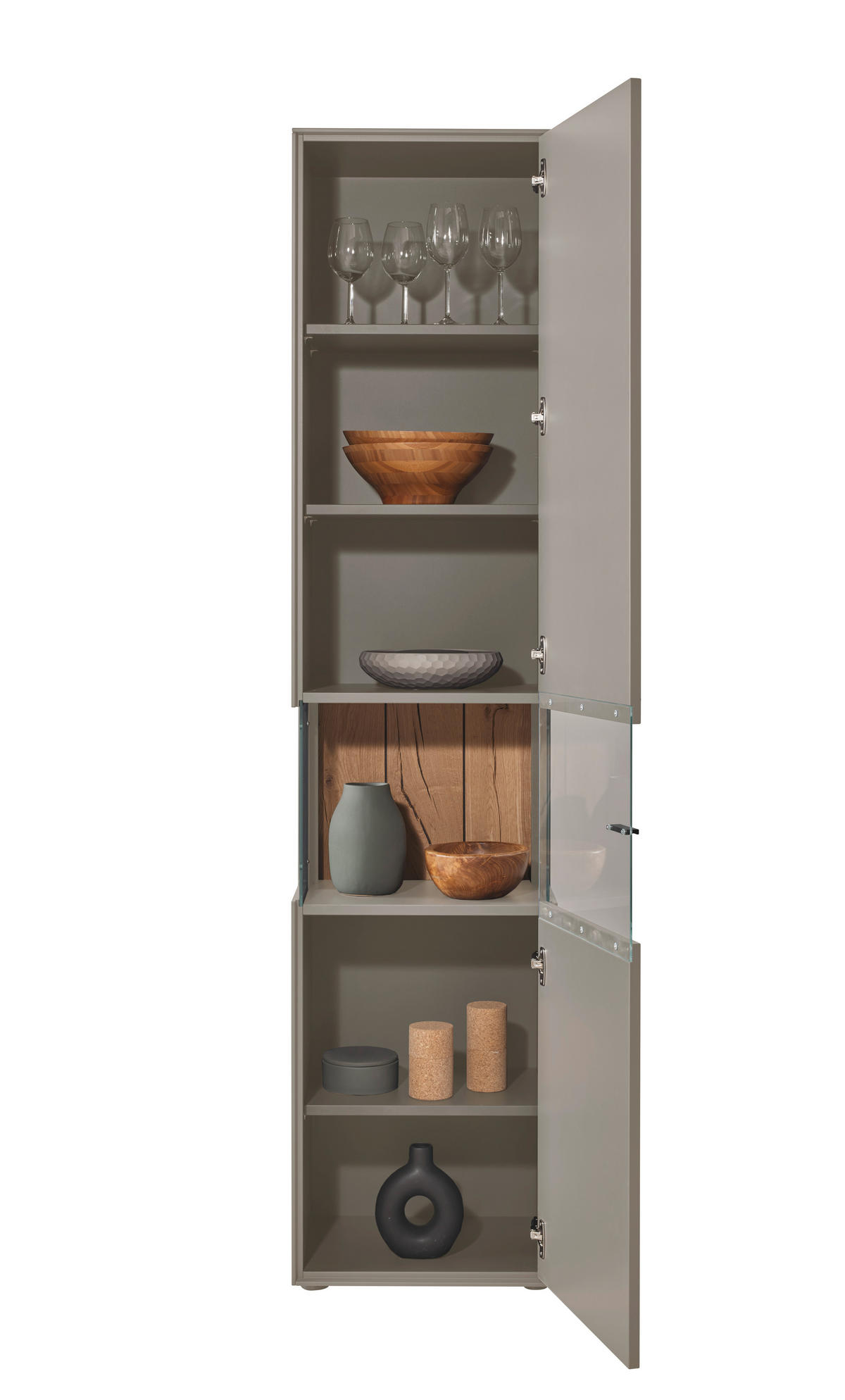 VITRINE in Hellgrau  - Hellgrau/Graphitfarben, Design, Glas/Holzwerkstoff (46,9/205,5/37,1cm) - Dieter Knoll