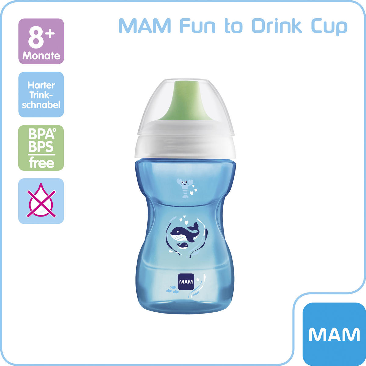 TRINKBECHER  - Blau/Pink, Basics, Kunststoff (9,5/23,0/7,5cm) - MAM