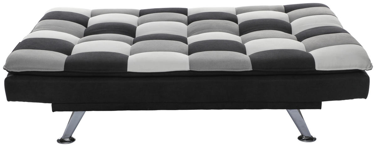 SCHLAFSOFA Samt Creme, Grau, Schwarz  - Silberfarben/Creme, Design, Textil/Metall (182/87/90cm) - P & B