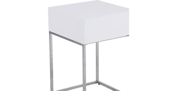 NACHTKÄSTCHEN 40/62/40 cm  in Silberfarben, Weiß  - Silberfarben/Weiß, Basics, Holzwerkstoff/Metall (40/62/40cm) - Xora