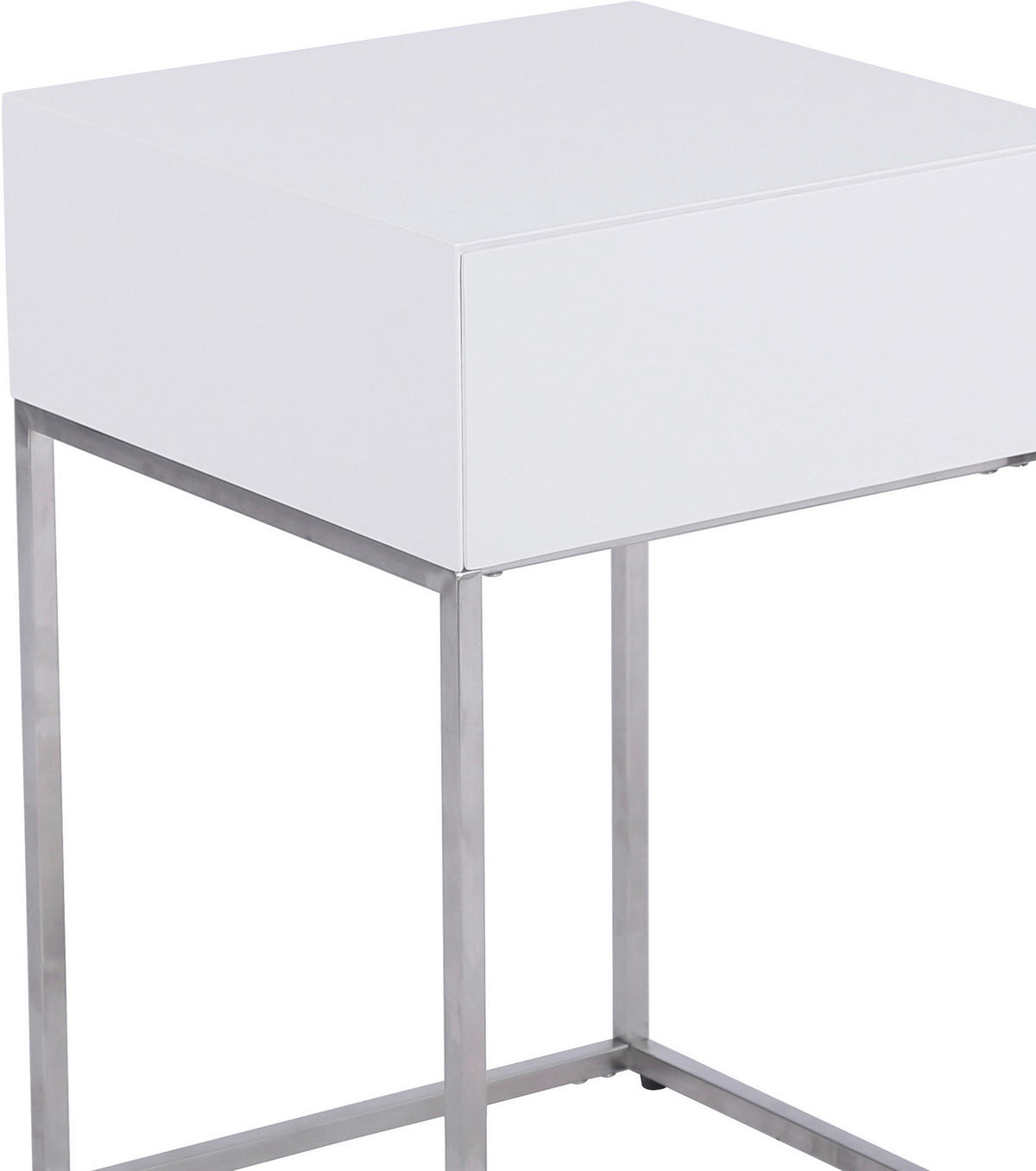 NACHTKÄSTCHEN 40/62/40 cm  in Silberfarben, Weiß  - Silberfarben/Weiß, Basics, Holzwerkstoff/Metall (40/62/40cm) - Xora