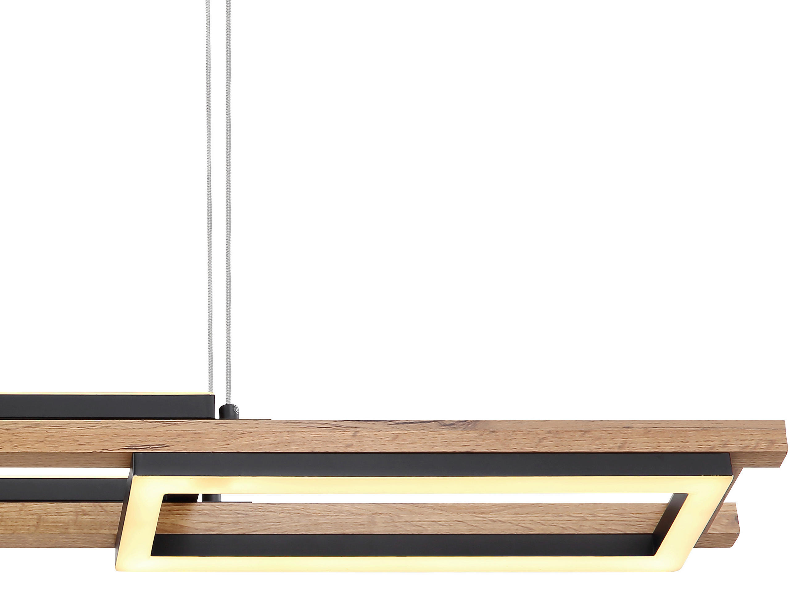 Thumbnail - Globo Led-Hängeleuchte, Opal, Schwarz, Dunkelbraun, Metall, Kunststoff, Holzwerkstoff, F, 14x120x100 cm, 3-fach schaltba...