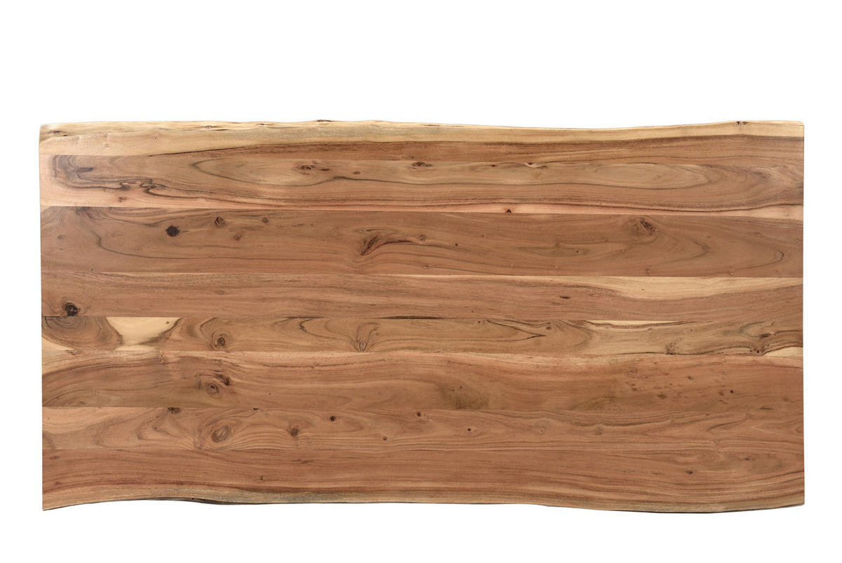 ESSTISCH Akazie Hartholz rechteckig Schwarz, Akaziefarben  - Schwarz/Akaziefarben, Design, Holz/Metall (180/90/76cm) - Linea Natura