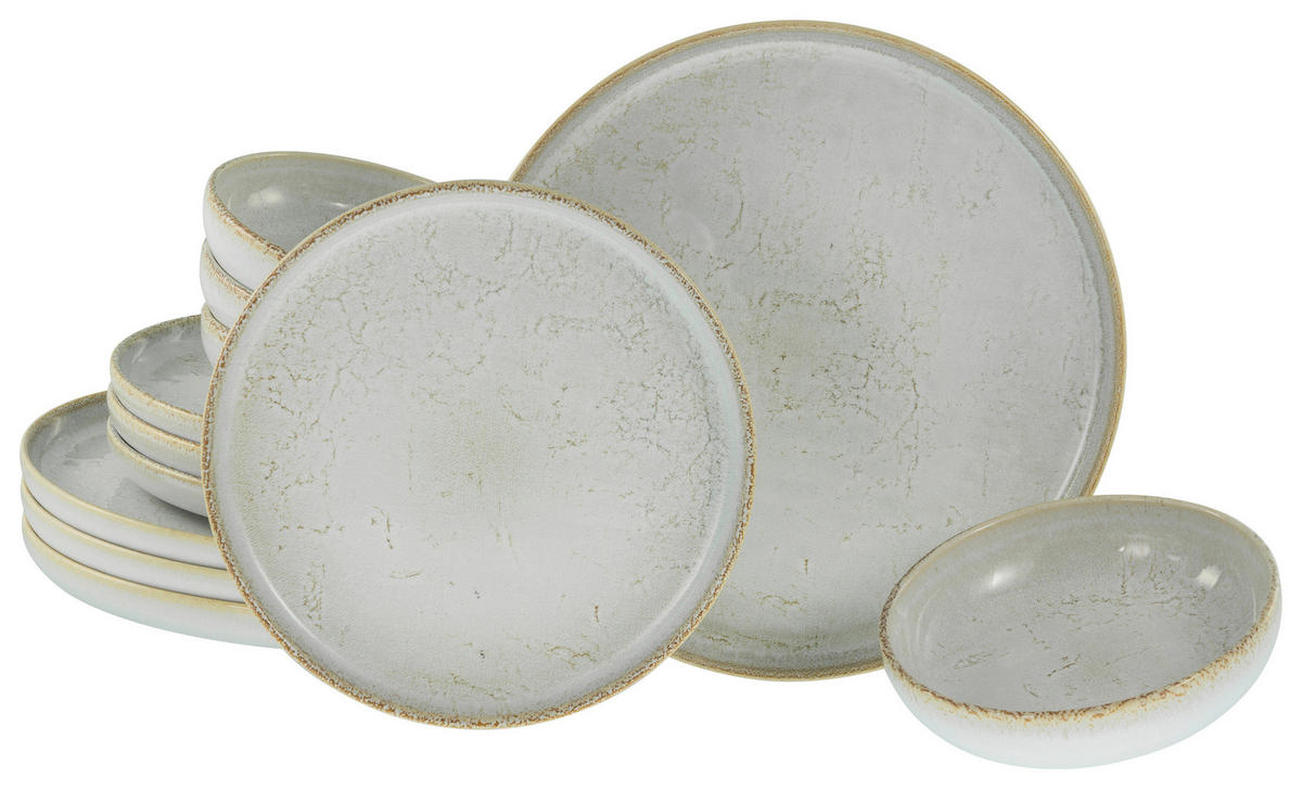 TAFELSERVICE Uno Vintage offwhite 12-teilig  - Grauweiß, Basics, Keramik - Creatable