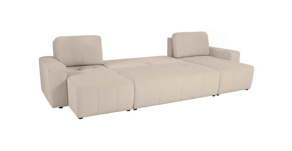 Wohnlandschaft inkl. Funktion Beige Cord  - Beige/Schwarz, KONVENTIONELL, Textil (146/317/146cm) - Xora