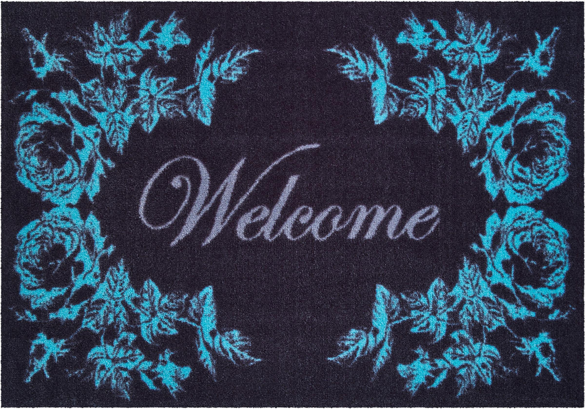 FUßMATTE 60/85 cm Welcome  - Pastellblau/Creme, Design, Kunststoff/Textil (60/85cm) - Grund