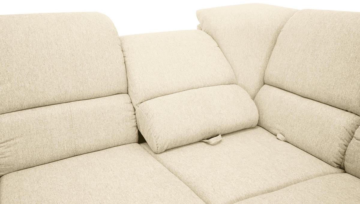 ECKSOFA in Webstoff Beige  - Beige/Silberfarben, Design, Holz/Kunststoff (270/219cm) - Livetastic