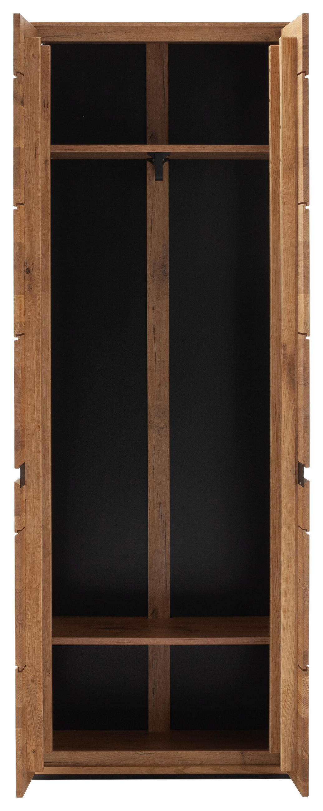 GARDEROBNA OMARA masivno divji hrast - črna/barve hrasta, Natur, kovina/leseni material (69/195/41cm) - Linea Natura