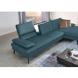 ECKSOFA in Echtleder Blau  - Blau/Schwarz, Design, Leder/Metall (325/157cm) - Dieter Knoll