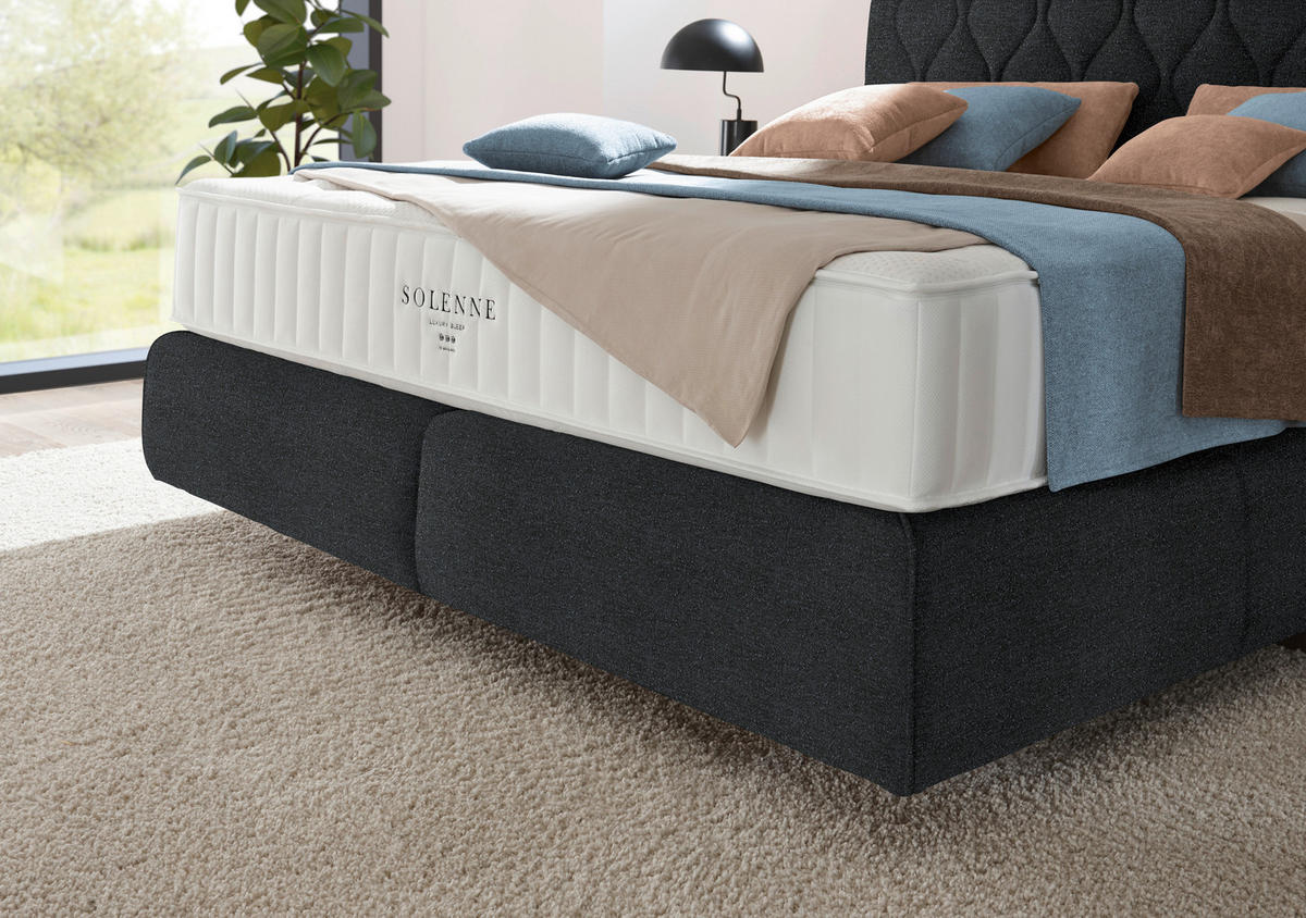 BOXSPRINGBETT 180/200 cm  in Anthrazit  - Anthrazit/Schwarz, Design, Kunststoff/Textil (180/200cm) - Johann Jakob