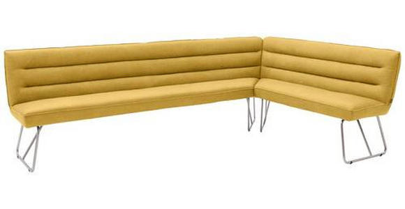 ECKBANK 284/184 cm Flachgewebe Gelb, Edelstahlfarben   - Edelstahlfarben/Gelb, Design, Textil/Metall (284/184cm) - Dieter Knoll