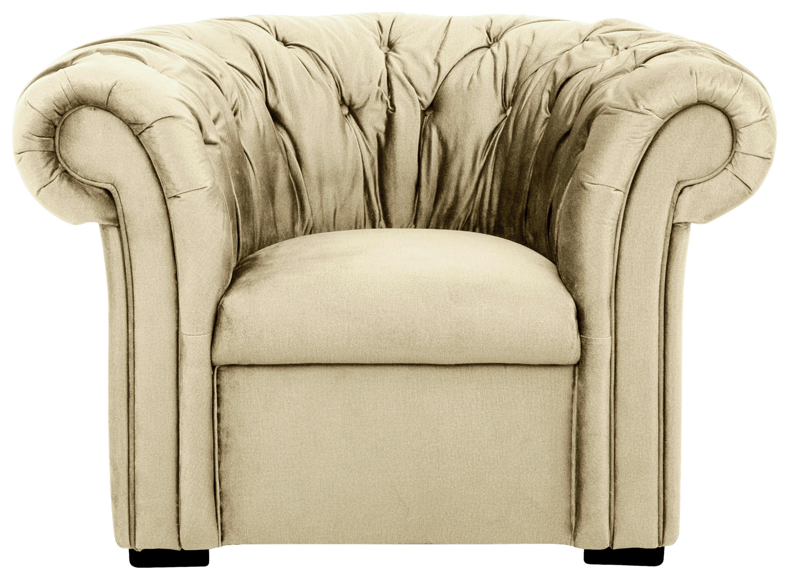 CHESTERFIELD-SESSEL in Velours Beige  - Beige/Schwarz, Design, Holz/Textil (114/78/91cm) - MID.YOU