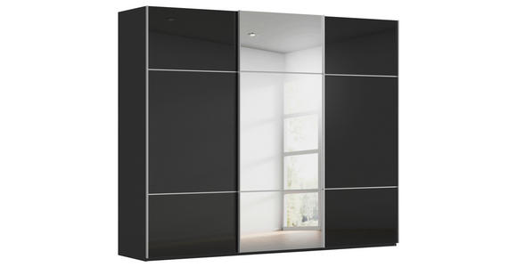 SCHWEBETÜRENSCHRANK 271/223/68 cm 3-türig Schwarz - Alufarben/Schwarz, KONVENTIONELL, Glas/Holzwerkstoff (271/223/68cm) - Novel