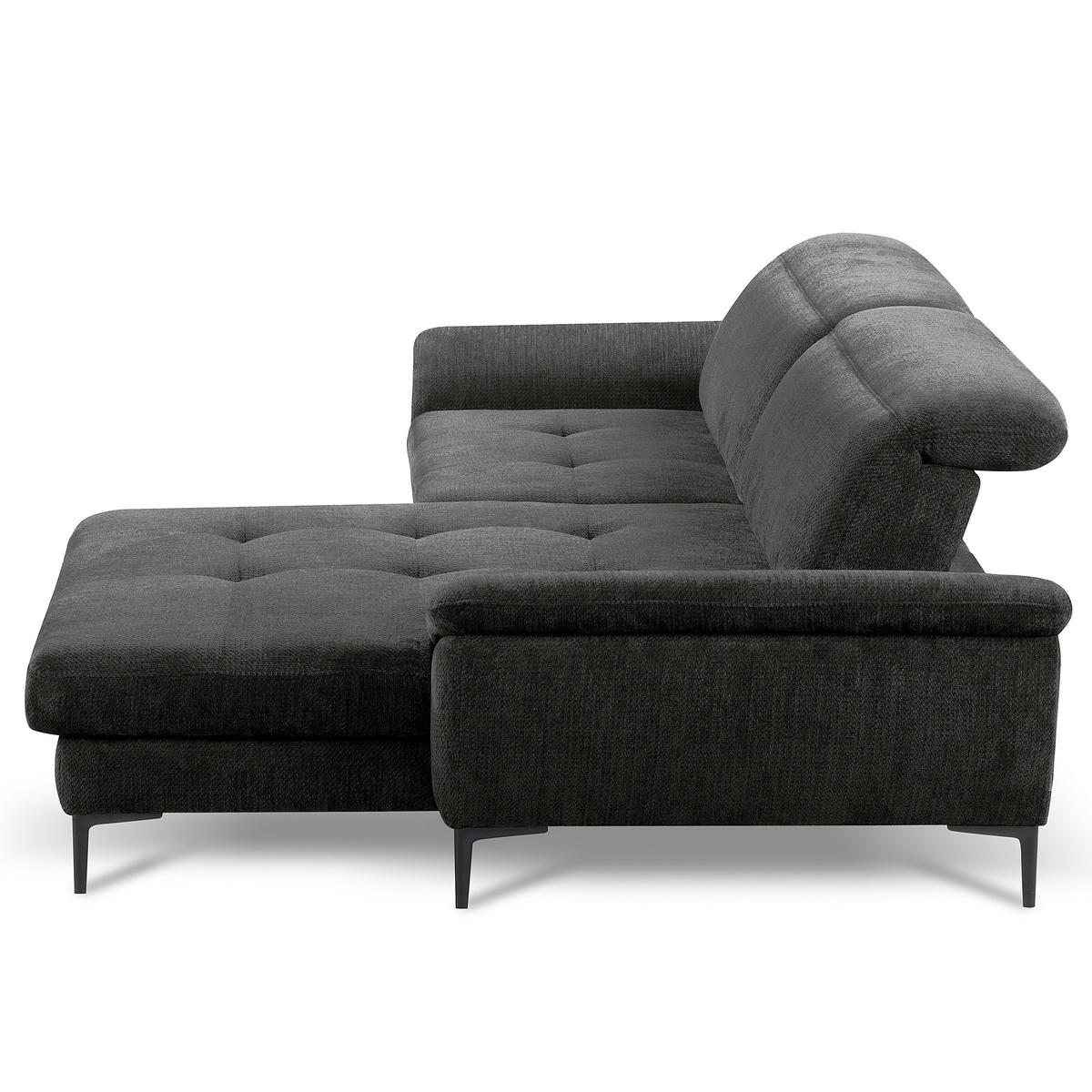 ECKSOFA  Webstoff Schwarz  - Schwarz, Design, Textil/Metall (268/195cm) - Livetastic