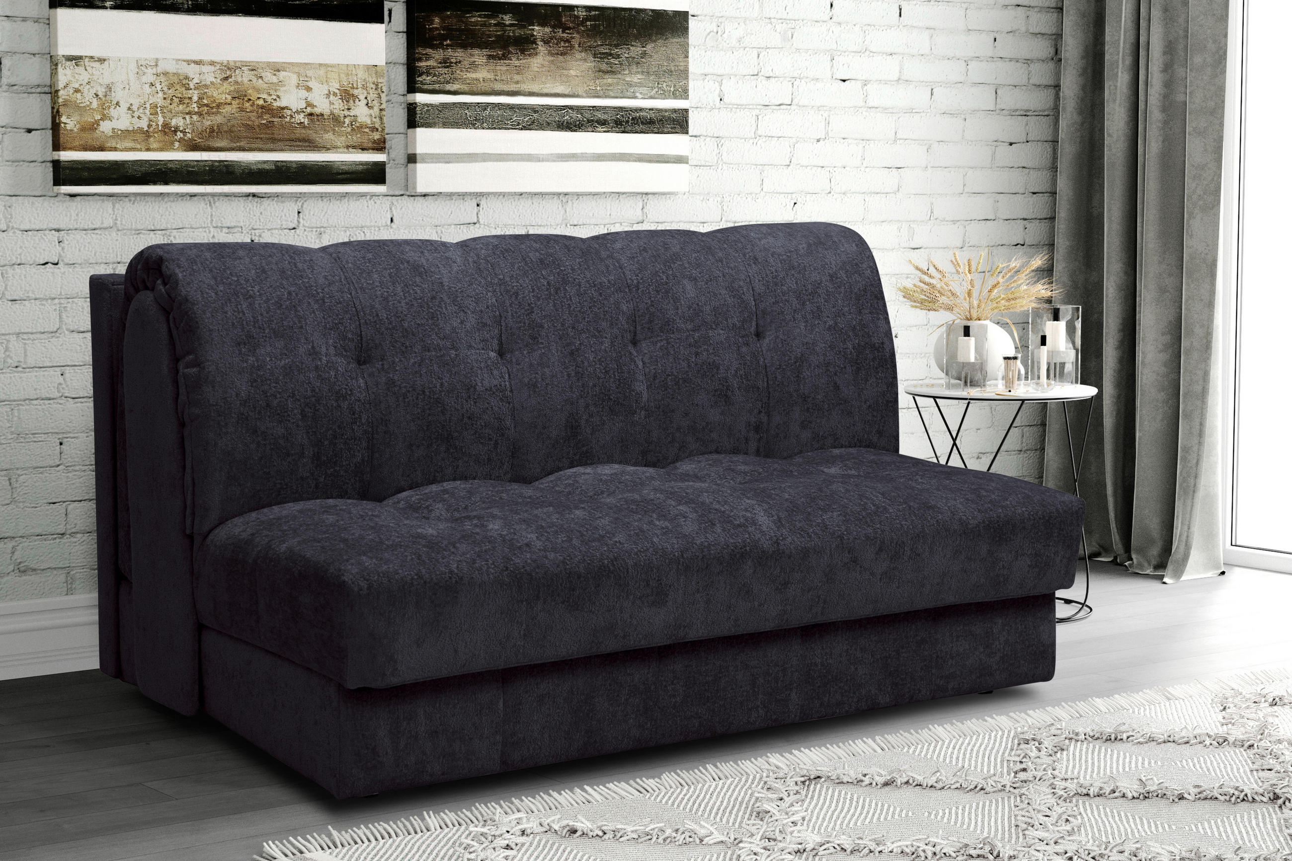 SCHLAFSOFA Chenille Anthrazit  - Anthrazit/Schwarz, KONVENTIONELL, Kunststoff/Textil (166/93/106cm) - home24