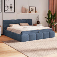 POLSTERBETT 160/200 cm,  in Blau, Matratze, Bettkasten, H3 = fest  - Blau/Schwarz, Trend, Kunststoff/Textil (160/200cm) - P & B