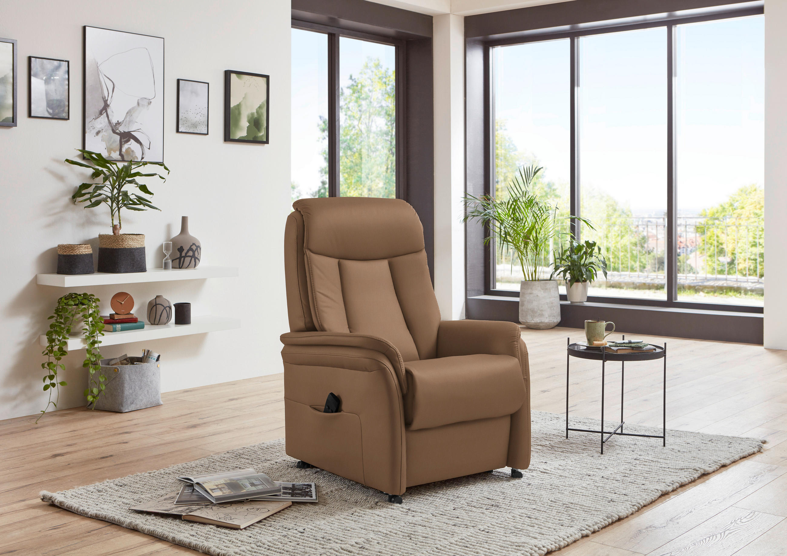 FERNSEHSESSEL in Braun  - Schwarz/Braun, KONVENTIONELL, Leder/Kunststoff (74/107/84cm) - Valdera