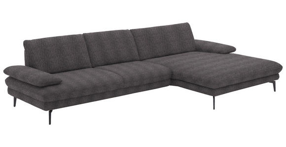 ECKSOFA in Chenille Blaugrau  - Blaugrau/Schwarz, Design, Textil/Metall (310/180cm) - Dieter Knoll