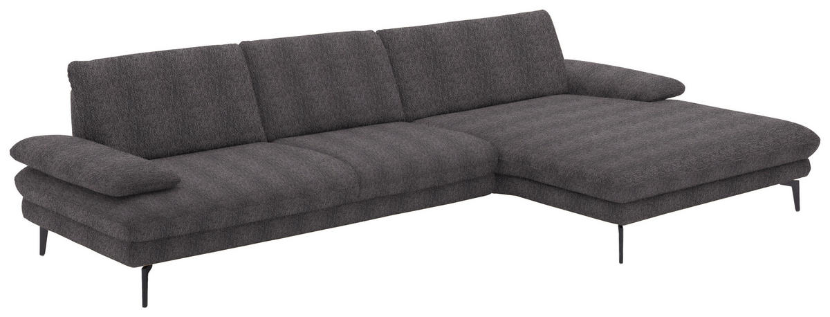 ECKSOFA in Chenille Blaugrau  - Blaugrau/Schwarz, Design, Textil/Metall (310/180cm) - Dieter Knoll