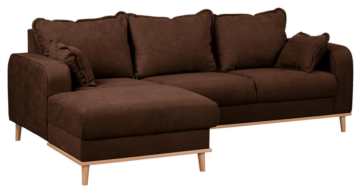 ECKSOFA in Mikrofaser Braun  - Wengefarben/Braun, Design, Holz/Textil (150/230cm) - Livetastic