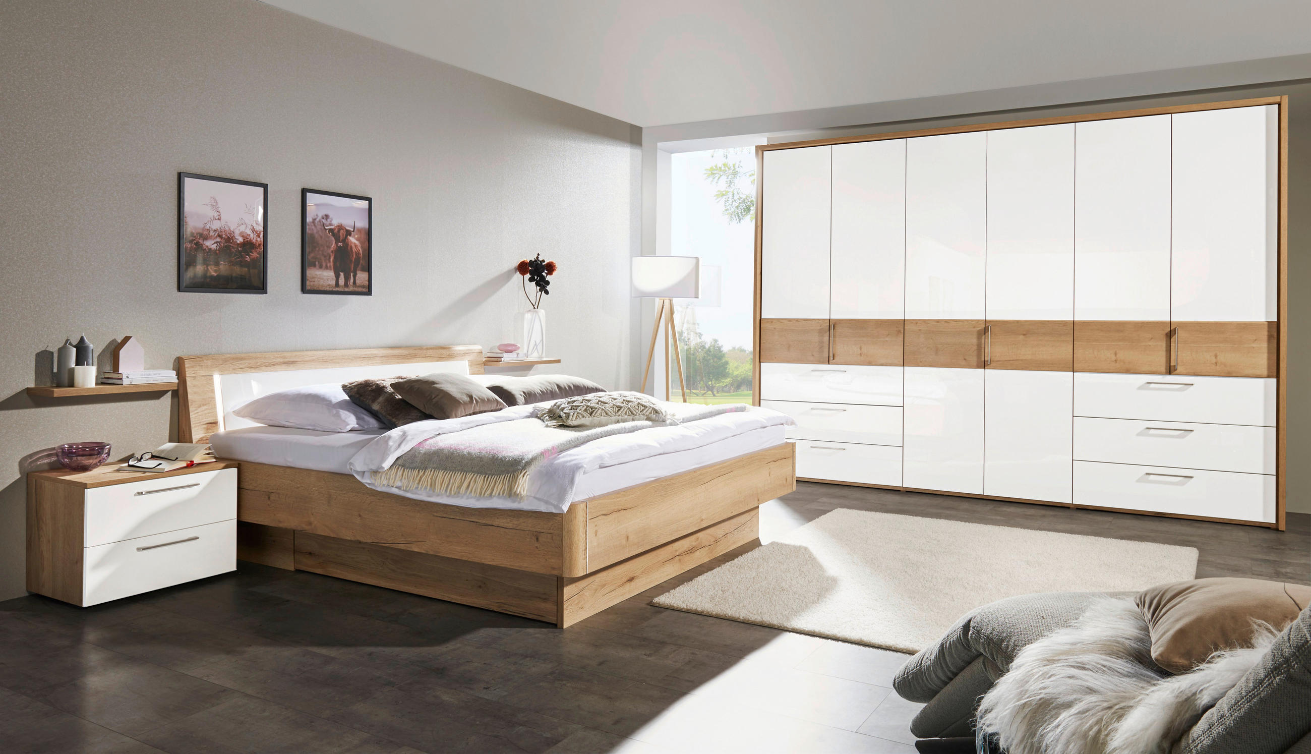 venda schlafzimmer weiß, eichefarben