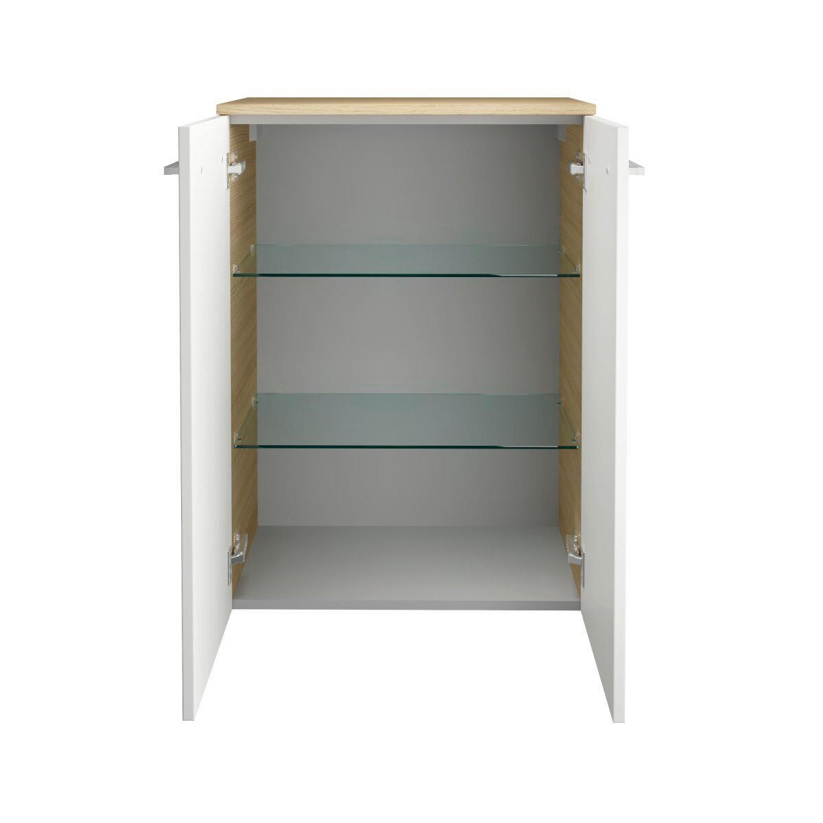 MIDISCHRANK 60,2/82,6/32 cm  - Chromfarben/Weiß Hochglanz, Basics, Glas/Holzwerkstoff (60,2/82,6/32cm) - MID.YOU