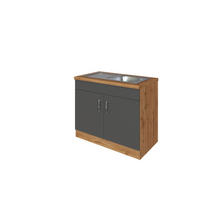 SPÜLENUNTERSCHRANK 100/85/60 cm  in Anthrazit  - Chromfarben/Anthrazit, Modern, Holzwerkstoff/Metall (100/85/60cm) - Held