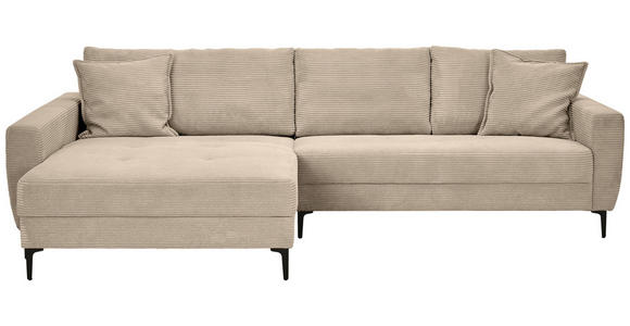 ECKSOFA Beige Cord - Beige/Schwarz, Design, Textil/Metall (174/283cm) - Xora