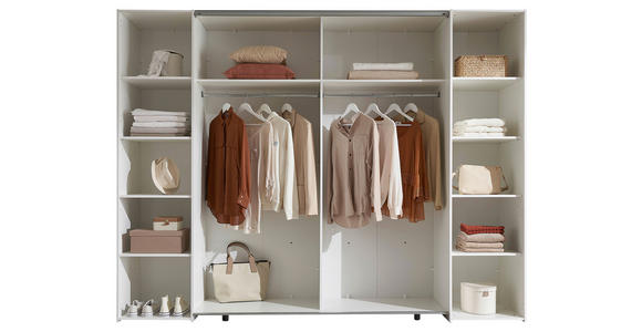 KLEIDERSCHRANK  in Weiß  - Alufarben/Weiß, KONVENTIONELL, Holzwerkstoff/Kunststoff (267/205/57cm) - Carryhome