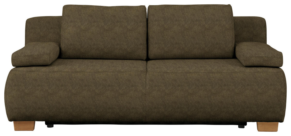 BOXSPRINGSOFA in Flachgewebe Grün  - Naturfarben/Grün, MODERN, Holz/Textil (205/93/108cm) - Venda