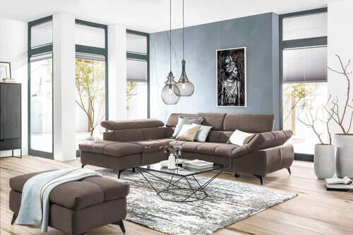 ECKSOFA in Mikrofaser Taupe  210/279 cm  - Taupe/Schwarz, Design, Kunststoff/Textil (210/279cm) - Stylife