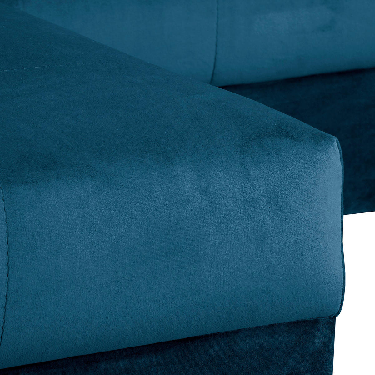 ECKSOFA inkl. Hocker Ariella Blau Samt Rückenkissen, Hocker  - Blau/Naturfarben, Design, Holz/Textil (161/231cm) - Livetastic