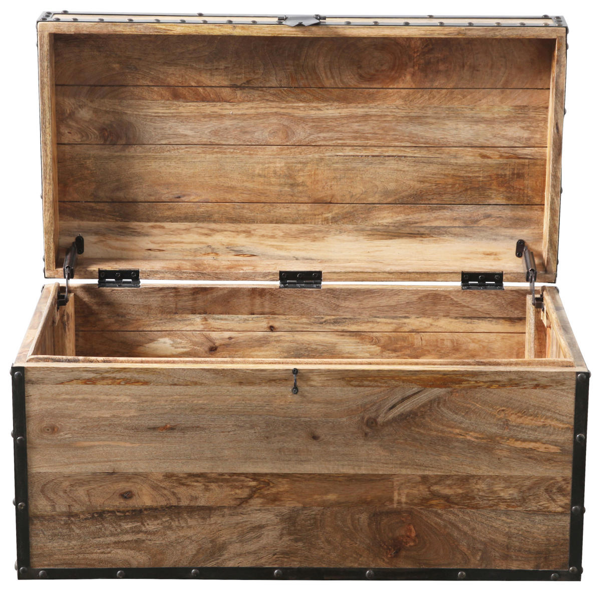 TRUHE Holz, Metall Mangoholz Hartholz  - Schwarz/Naturfarben, Natur, Holz/Metall (80/40/40cm) - Landscape
