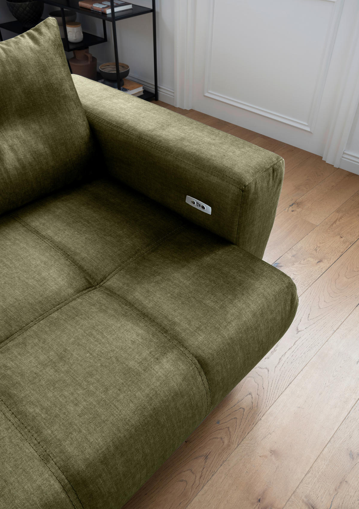 ECKSOFA in Velours Grün  177/246 cm  - Schwarz/Grün, MODERN, Textil/Metall (177/246cm) - MID.YOU