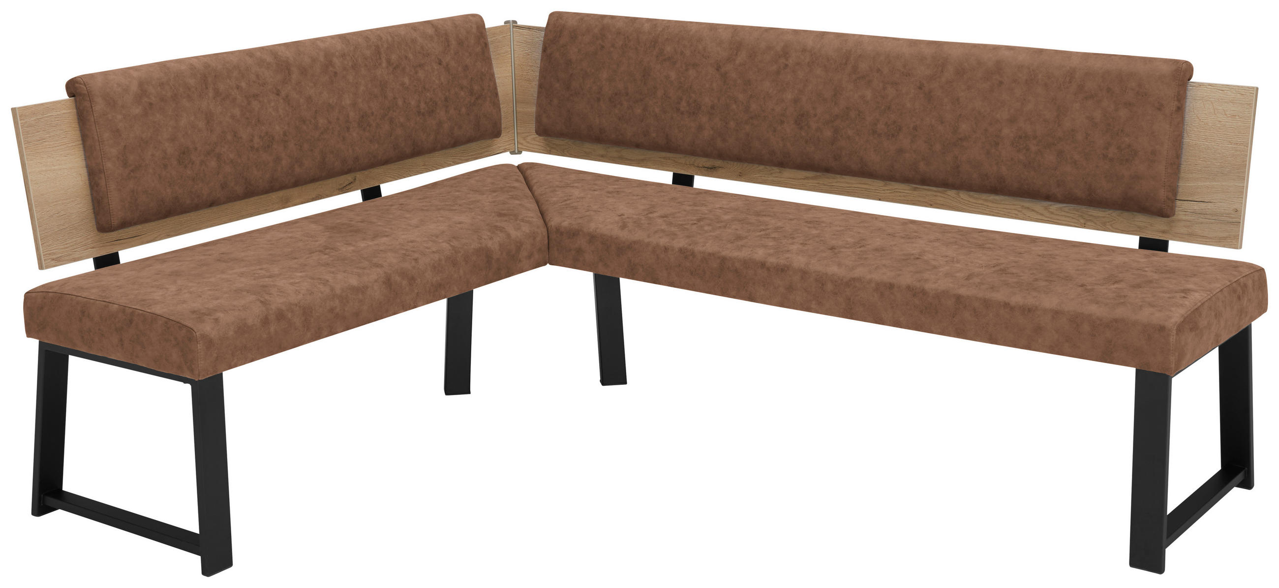 ECKBANK 160/200 cm  in Cognac  - Cognac/Schwarz, MODERN, Holzwerkstoff/Textil (160/200cm) - Venda