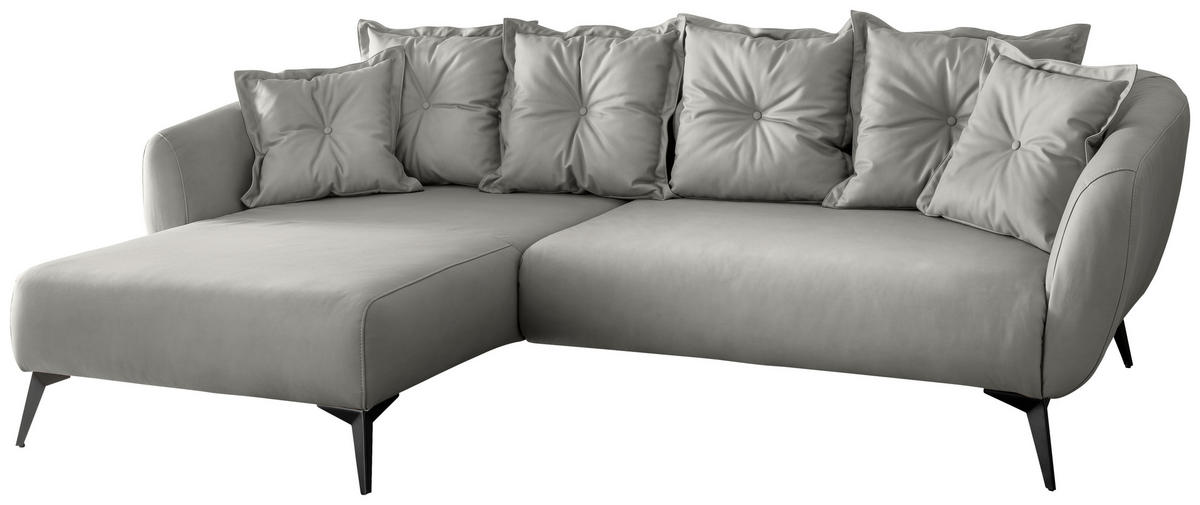 ECKSOFA Grau Lederlook  - Schwarz/Grau, MODERN, Textil/Metall (162/277cm) - Livetastic