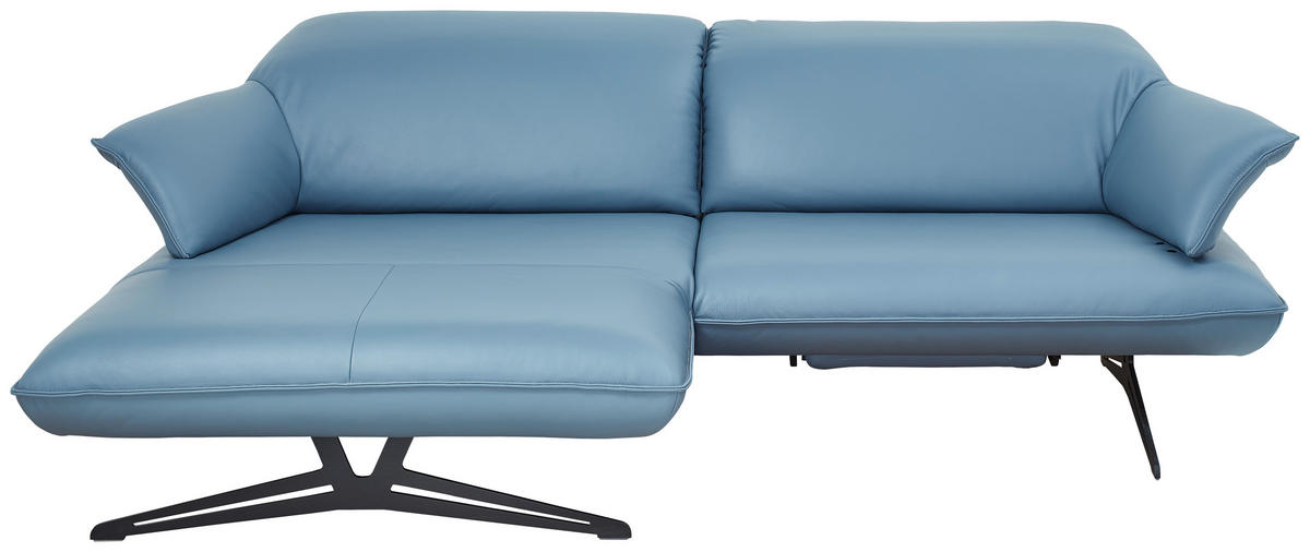 ECKSOFA Echtleder Blau  - Blau/Beige, Design, Leder/Metall (169/252cm) - Koinor