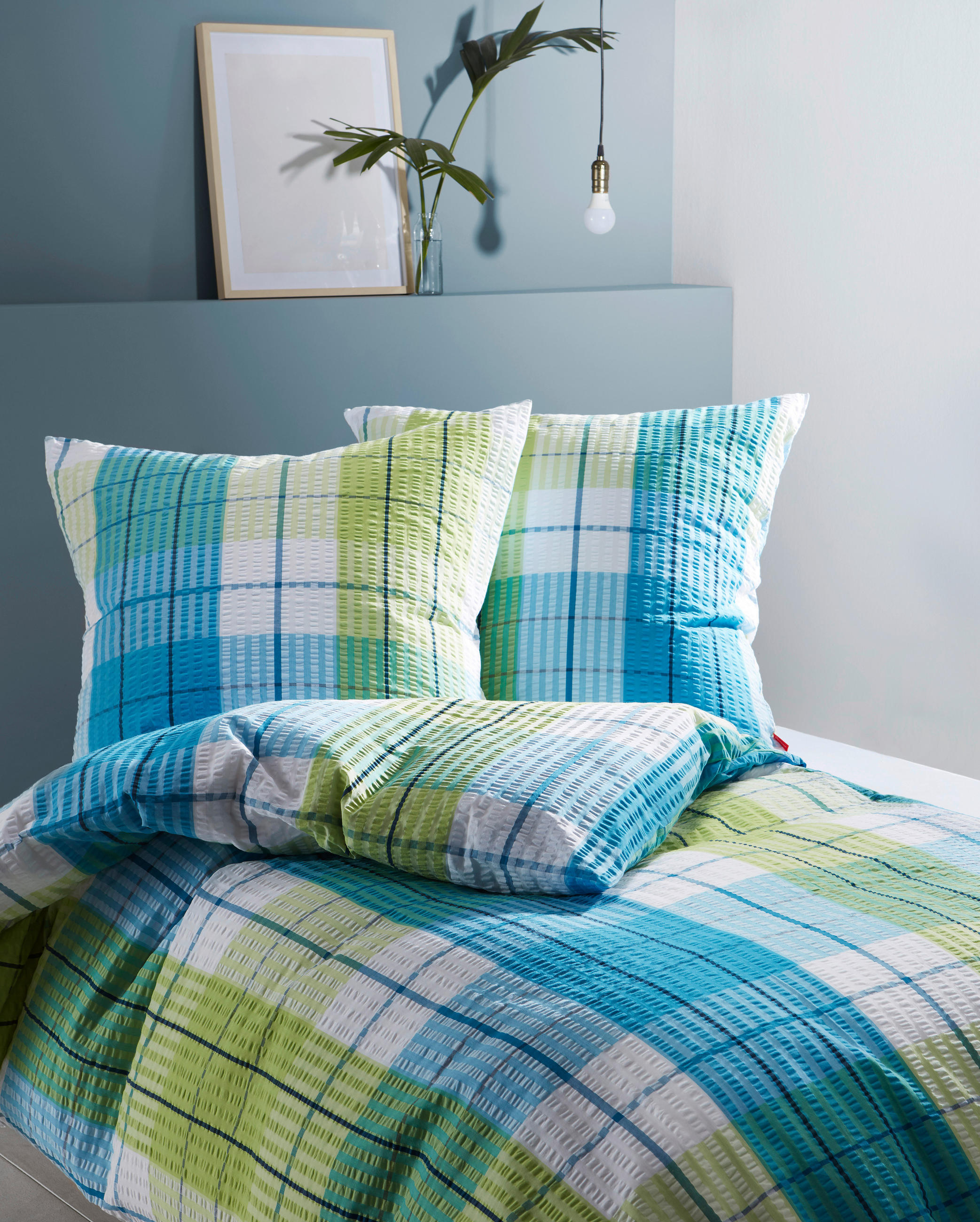 BETTWÄSCHE Rio Seersucker 155/200 cm  - Blau/Grau, Basics, Textil (155/200cm) - Fleuresse