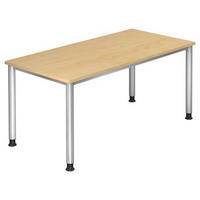 SCHREIBTISCH 160/80/68,5-81 cm  in Ahornfarben  - Silberfarben/Ahornfarben, KONVENTIONELL, Holzwerkstoff/Metall (160/80/68,5-81cm) - Venda