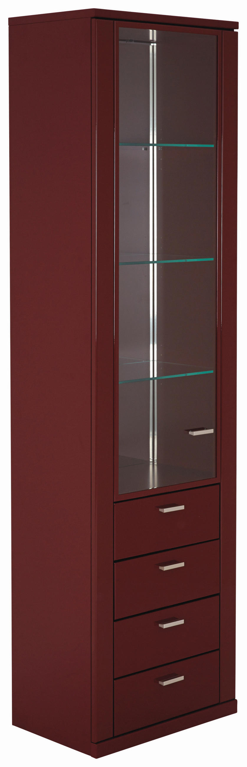 VITRINE Rot  60/218,3/39,1 cm  - Edelstahlfarben/Rot, Design, Glas/Holzwerkstoff (60/218,3/39,1cm) - Invivus