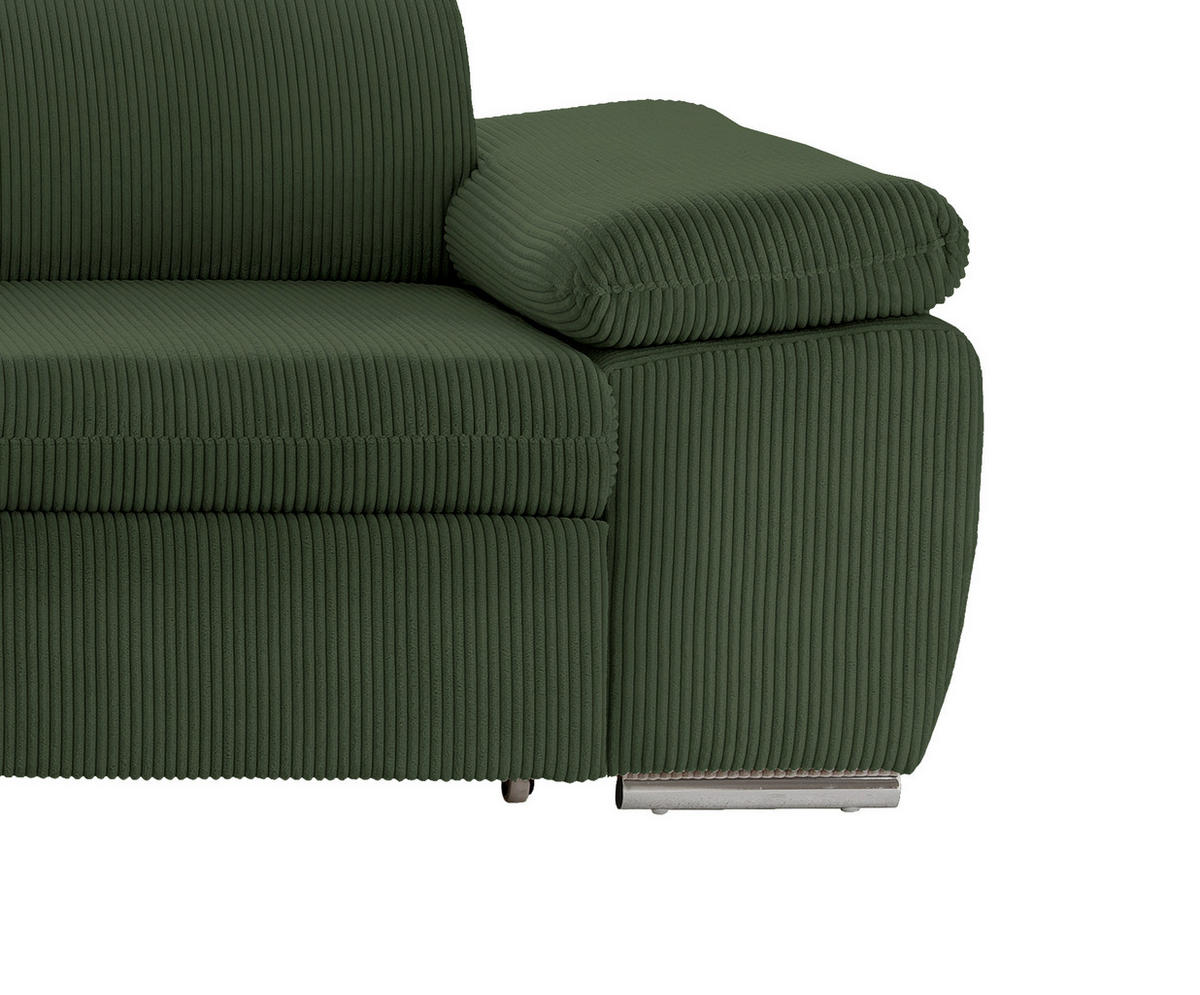 ECKSOFA in Cord Dunkelgrün  - Chromfarben/Dunkelgrün, Design, Textil/Metall (228/283cm) - Livetastic