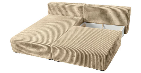 ECKSOFA in Cord Beige  - Beige/Schwarz, MODERN, Holz/Textil (145/210cm) - Carryhome