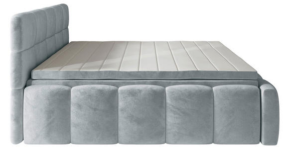 BOXBETT 200/200 cm,  in Hellgrau, gepolstertes Kopfteil, Bettkasten, Topper, Matratzen, H3 + H3 = fest  - Hellgrau/Schwarz, MODERN, Kunststoff/Textil (200/200cm) - Xora