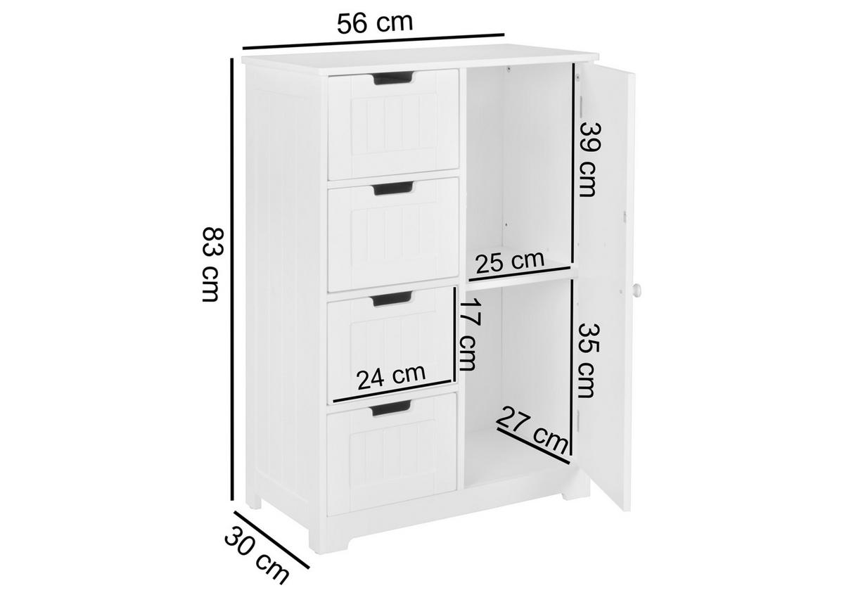 MIDISCHRANK 56/83/30 cm  - Weiß, Basics, Holzwerkstoff (56/83/30cm) - MID.YOU