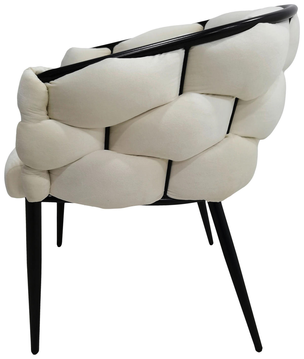 ARMLEHNSTUHL-SET 2 Stück  in Samt  - Creme/Schwarz, MODERN, Textil/Metall (65/79/61cm) - Kayoom