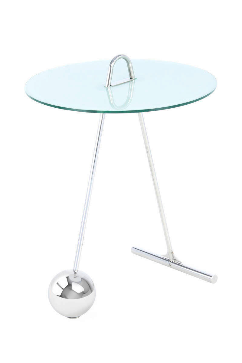 BEISTELLTISCH 46/46/60 cm Silberfarben, Weiß rund  - Silberfarben/Weiß, Basics, Glas/Metall (46/46/60cm) - Kayoom