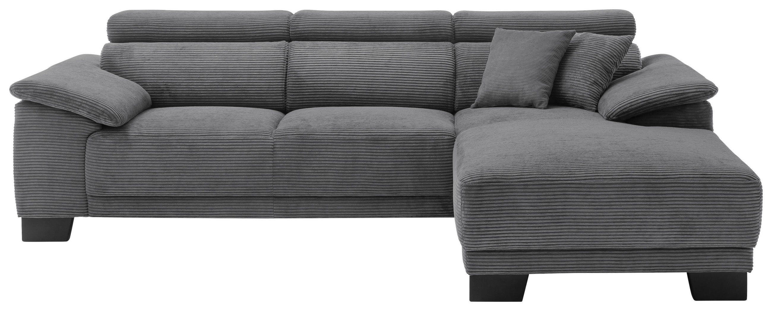 ECKSOFA in Cord Dunkelgrau  - Dunkelgrau/Schwarz, Design, Holz/Textil (270/174cm) - Pure Home Lifestyle