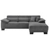 ECKSOFA in Cord Dunkelgrau  - Dunkelgrau/Schwarz, Design, Holz/Textil (270/174cm) - Pure Home Lifestyle