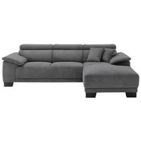 ECKSOFA in Cord Dunkelgrau  - Dunkelgrau/Schwarz, Design, Holz/Textil (270/174cm) - Pure Home Lifestyle
